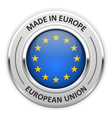 silver medal made in european union eu with flag vector image