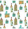 hand drawn houses in doodle styleseamless pattern vector image