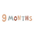 nine month baby lettering in scandinavian vector image vector image