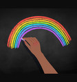 african american hand drawing rainbow vector image