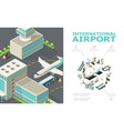 isometric international airport composition vector image
