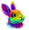 little rabbit color abstract portrait vector image