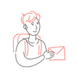 a young man delivers letter fast delivery vector image