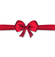 realistic decorative red satin bow with horizontal vector image