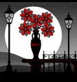 stylized landscape with red flowers vector image