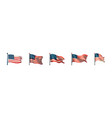usa flag set flat cartoon isolated on white vector image vector image