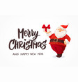 christmas card funny cartoon santa claus holding vector image