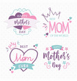 mothers day pink quote typography set isolated vector image vector image