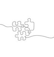 continuous one line drawing of jigsaws on white vector image