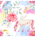 watercolor unicorn and pegasus pattern vector image