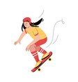 teen girl riding skateboard stylish teenager vector image