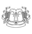 skulls beer cheers with clover leaf ribbon vector image vector image