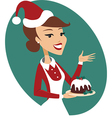woman holding christmas pud vector image