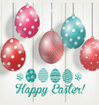 easter colorful eggs on wooden background vector image