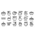 ramen icons set outline style vector image