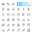black baby line icons vector image