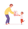 father time man giving gift to son happy boy vector image vector image