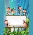 board template with cute monkeys vector image