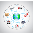 logistics icons in sphere connected with dotted vector image vector image