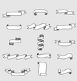 set hand drawn doodle ribbon banner vector image
