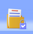 3d document folder with padlock vector image