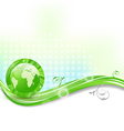 background with global planet and eco green leaves vector image