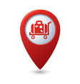suitcase on wheelbarrow icon red map pointer vector image