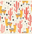 yellow llamas red cacti vector image