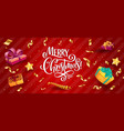 christmas banner holiday gifts and golden confetti vector image