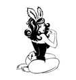 sexy rabbit girl kneels vector image