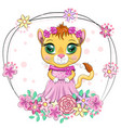 cartoon lioness in a beautiful dress with bows vector image
