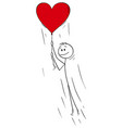cartoon man in love holding rope big red vector image vector image