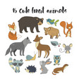 big set with hand drawn forest animals vector image