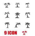 grey palm icon set vector image vector image