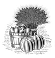 retro harvest still life black and white vector image vector image