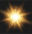 starburst with sparkles and rays golden light vector image vector image