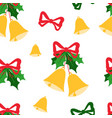 seamless pattern with christmas bells bow vector image vector image