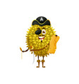 durian funny pirate emoticon with sword in hat vector image