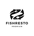 fish restaurant fork spoon logo icon vector image