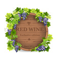 grapes and wooden barrel vector image