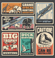 hunting sport posters ammunition and animals vector image vector image
