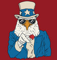 vintage american bald eagle dressed as uncle sam vector image vector image