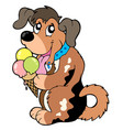 cartoon dog eating ice cream vector image