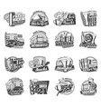 oktoberfest beer and snacks retro icons set vector image vector image
