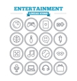entertainment linear icons set thin outline signs vector image vector image