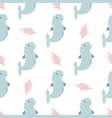 seamless pattern baby print with cute dolphins vector image vector image