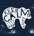 hand drawn label with textured bear silhouette vector image