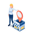 isometric woman owner standing at her shopping vector image
