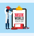 man doctor with list diagnosis to health day vector image vector image