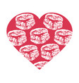 mark lips in red heart shape love sign wedding vector image